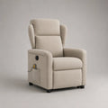 Fauteuil relax inclinable avec repose pieds intégré en tissu polyester beige structure rembourrée 80x90x105 cm
