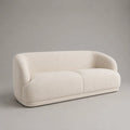 Canapé 3 places beige en tissu polyester bouclé avec dossier arrondi 230x90x75 cm