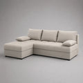 Canapé d'angle beige en tissu polyester avec méridienne et coussins 270x160x85 cm