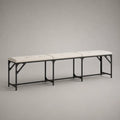 Banc de chambre rectangulaire capitonné en tissu polyester blanc avec structure en acier noir 200 x 40 x 45 cm